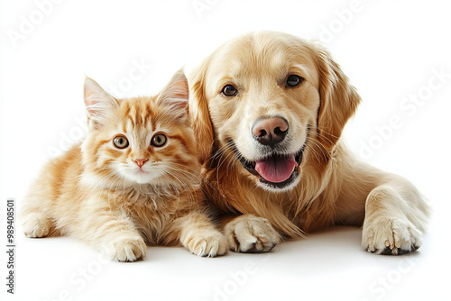 Dog And Cat On White Background