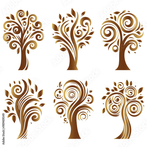 Set Of Stylish Tree Design.