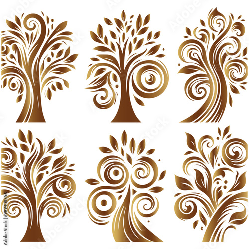 Set Of Stylish Tree Design.