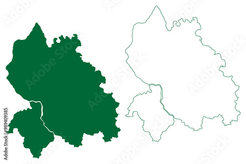 Palamu district (Jharkhand State, Republic of India, division) map vector illustration, scribble sketch Palamu map photo