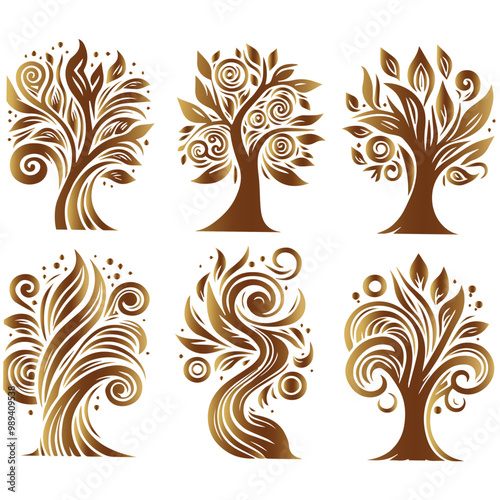 Set Of Stylish Tree Design.
