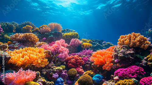 Great Barrier Reef, Australia - Colorful coral reefs bursting with diverse marine life underwater photo