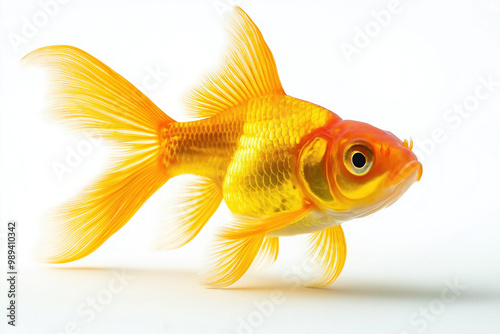 Gold Fish On White Background