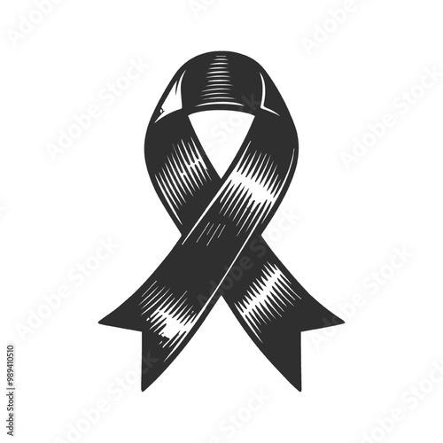 Black Awareness Ribbon Illustration