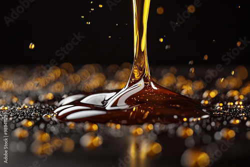Liquid Pouring On Black Bac...