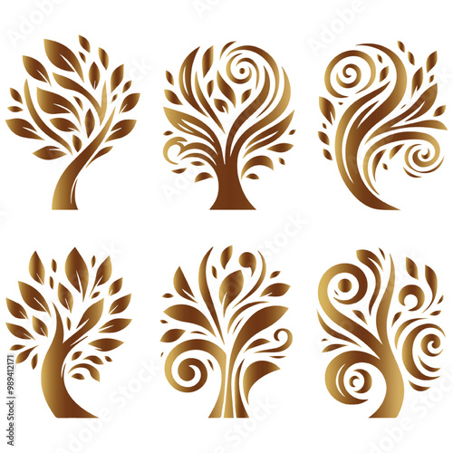 Set Of Stylish Tree Design.