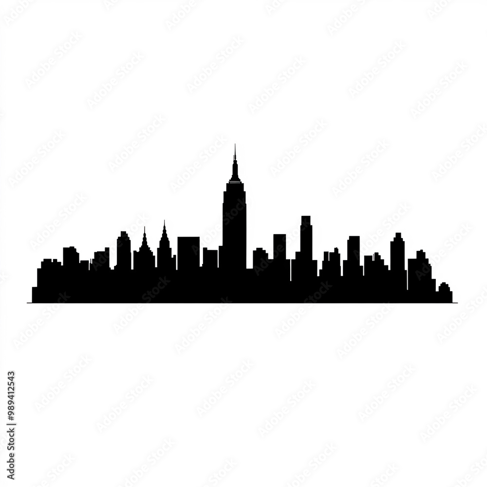 Nyc Skyline Silhouette, Illustration Isolated On White Background Nyc Skyline Silhouette, Illustration Isolated On White Background