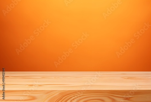 Wallpaper Mural Wooden Tabletop Mockup with Orange Background Torontodigital.ca