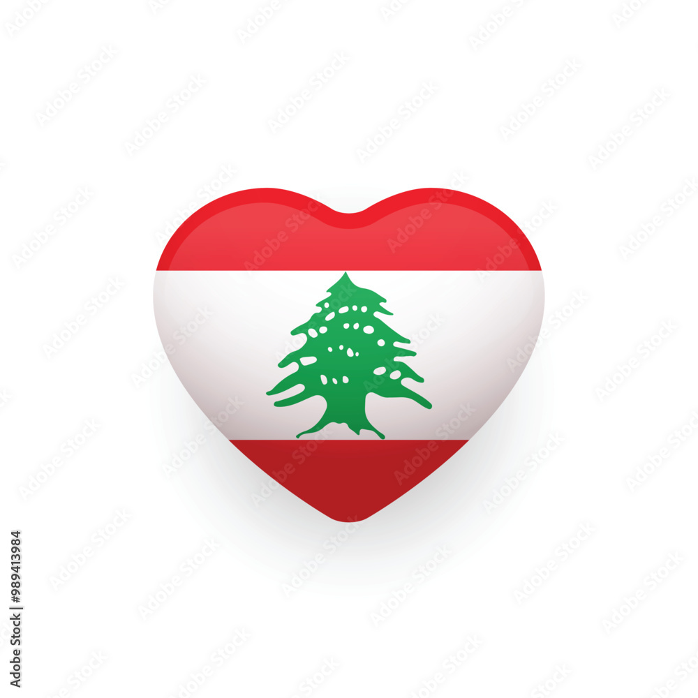 Fototapeta premium Lebanese national flag in the shape of heart. Lebanon flag. Vector illustration. 
