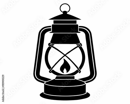 Kerosene Lantern Kerosene Lamp Silhouette Vector,Hariken lamp silhouette vector,Camping Lantern black silhouette  vector,