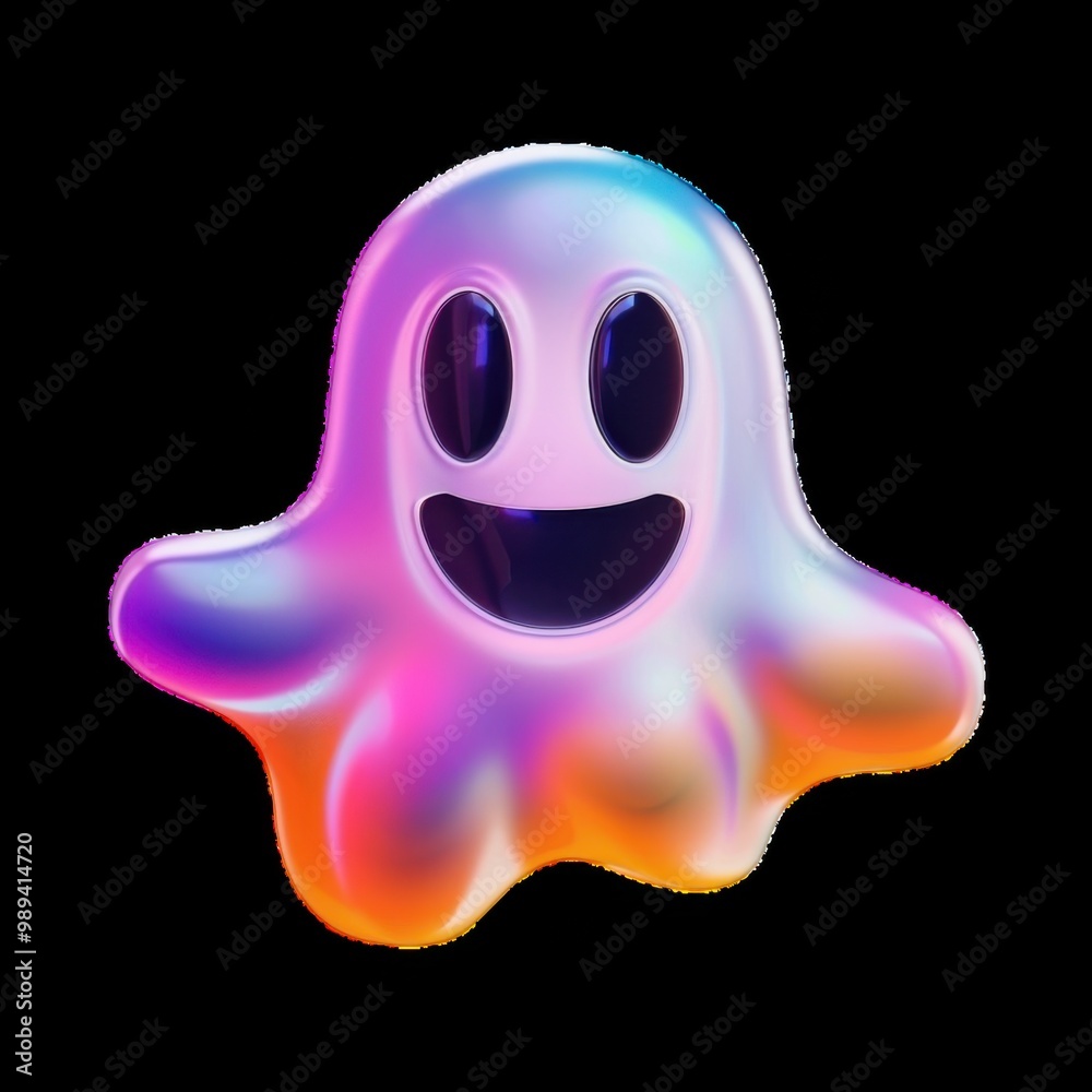Colorful ghost character with a playful expression at night Colorful ghost character with a playful expression at night