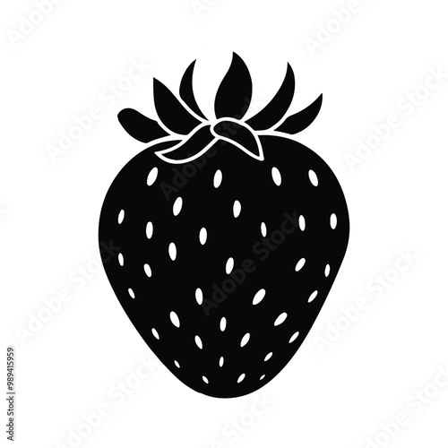 vector of black silhouette of strawberry
