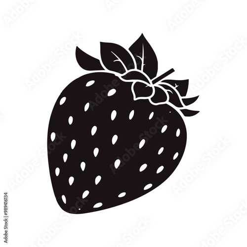 vector of black silhouette of strawberry
