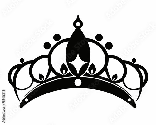 Tiara silhouette vector,Princess Crown silhouette, Queen Crown, Royal vector