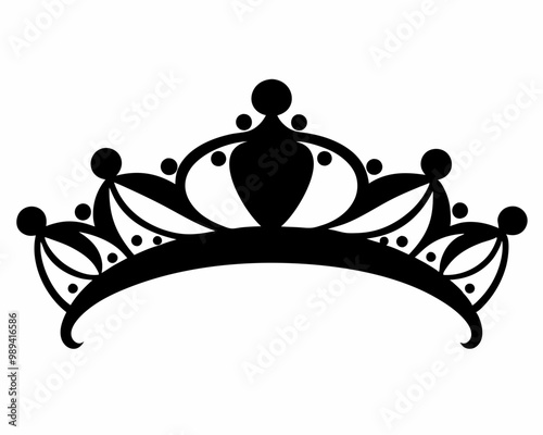 Tiara silhouette vector,Princess Crown silhouette, Queen Crown, Royal vector