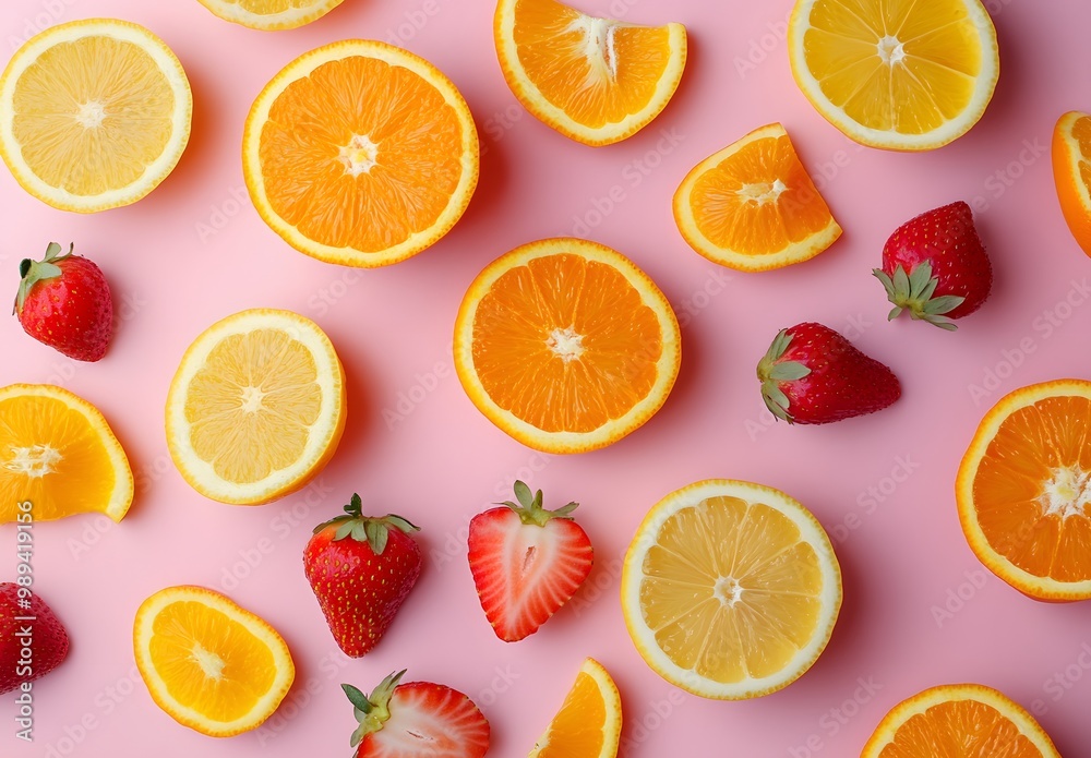 Vibrant Citrus & Strawberries Flat Lay Vibrant Citrus & Strawberries Flat Lay