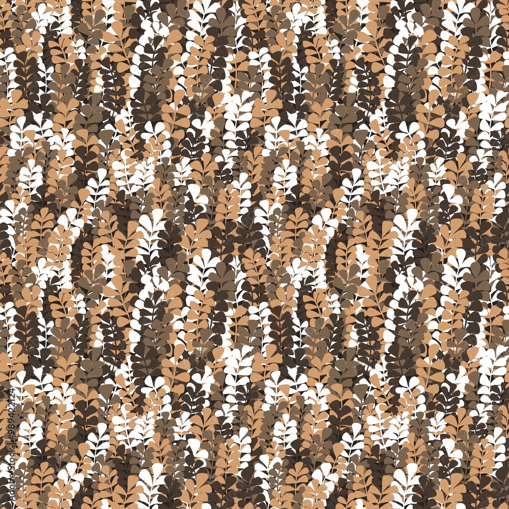 Fototapeta premium The image is an abstract representation of nature, with the leaves swirling and dancing in a harmonious composition. The muted color palette creates a sense of tranquility.