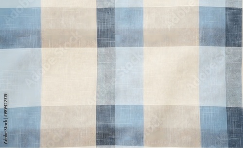 Wallpaper Mural Beige & Blue Plaid Fabric Texture Background Torontodigital.ca