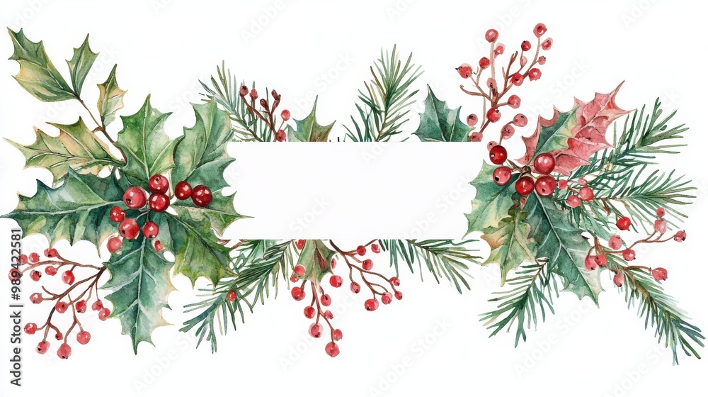 Christmas Garland with Pine and Berries Christmas Garland with Pine and Berries
