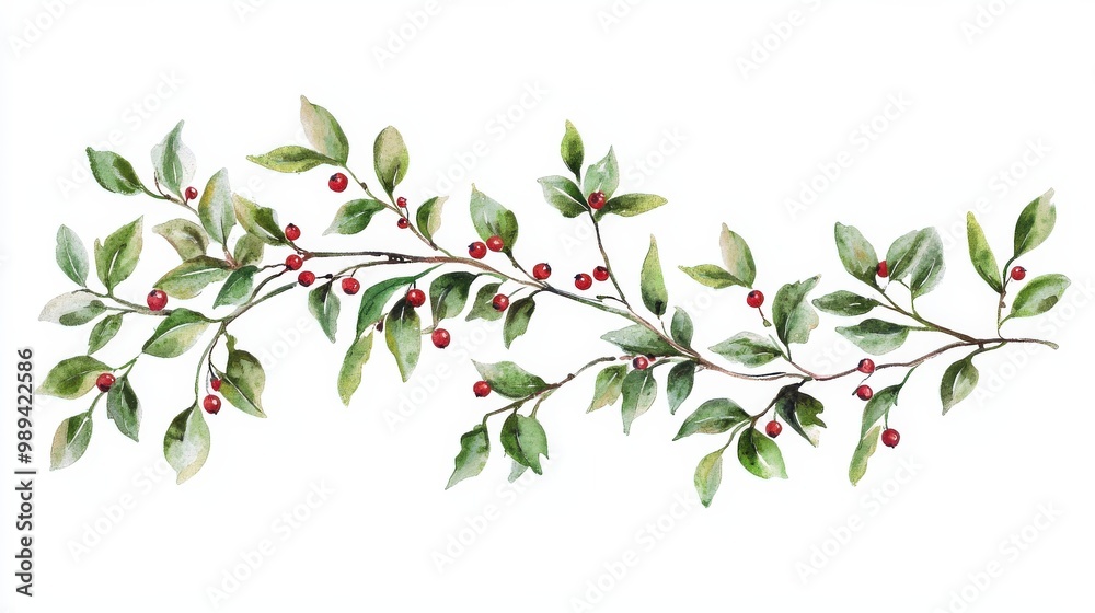 Christmas Greenery with Holly and Red Berries Christmas Greenery with Holly and Red Berries