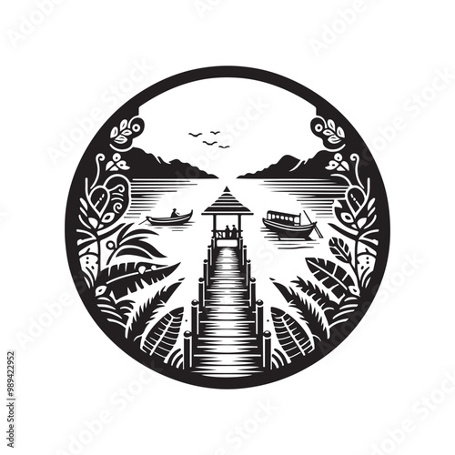 Versatile Pontoon Silhouette Vectors: Perfect for T-Shirts and More
