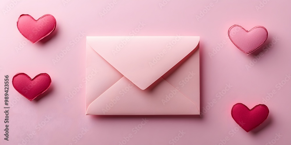 Pink Envelope with Hearts for Valentine's Day Pink Envelope with Hearts for Valentine's Day