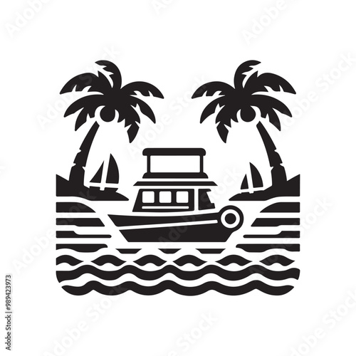 Versatile Pontoon Silhouette Vectors: Perfect for T-Shirts and More