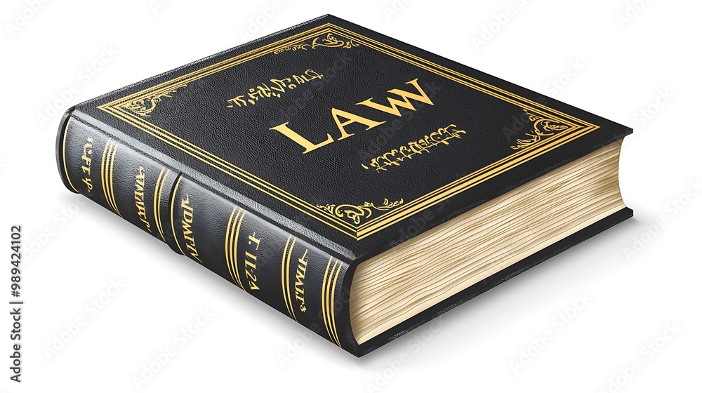Legal Wisdom - Classic Law Book with Gold Lettering on White Background Legal Wisdom - Classic Law Book with Gold Lettering on White Background