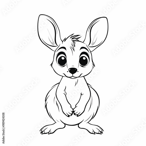 Cute Cartoon Illustration of a Standing Kangaroo