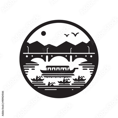 Versatile Pontoon Silhouette Vectors: Perfect for T-Shirts and More