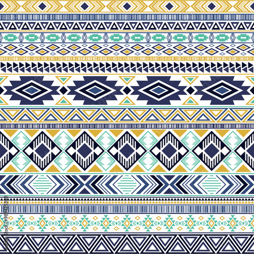 Mexican american indian pattern tribal ethnic motifs geometric vector background. Eclectic native american tribal motifs textile print ethnic traditional design. Mexican folk fashion.