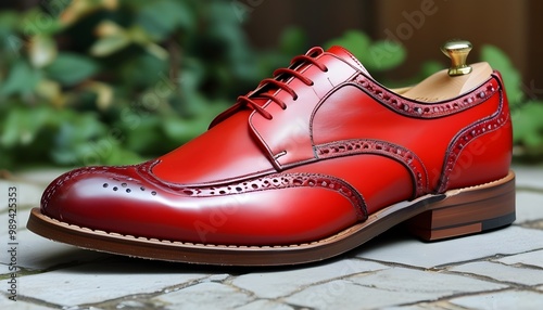 Stylish red leather moccasins for men