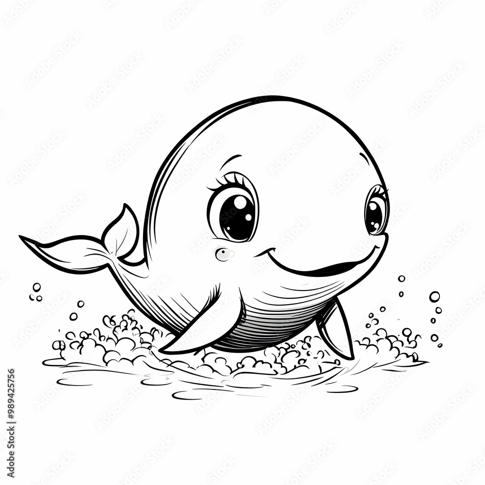 Fototapeta premium Cute Cartoon Whale Illustration