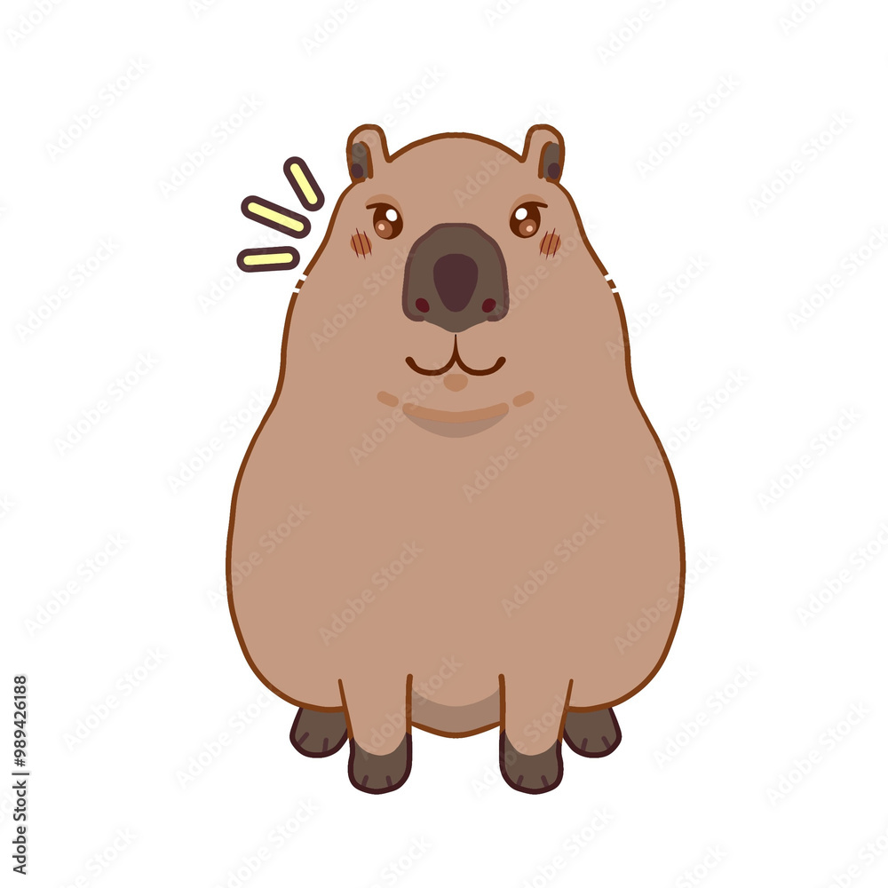 Cute capybara isolated on a white background. A charming exotic swimming animal. Cute capybara isolated on a white background. A charming exotic swimming animal.