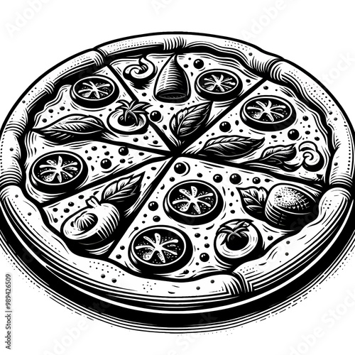 Whole Pizza illustration png transparent background