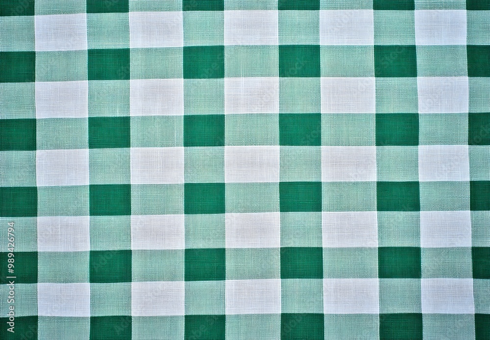 Green and White Gingham Fabric Background Texture Green and White Gingham Fabric Background Texture
