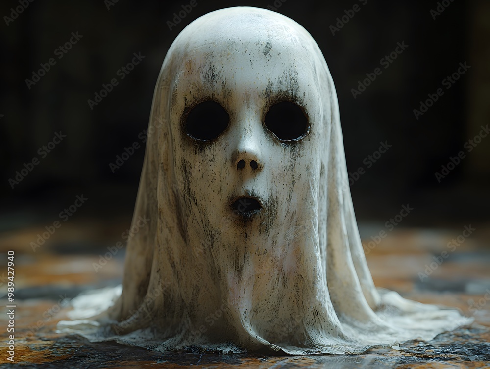 Creepy Japanese Ghost Mask with a Blank Stare Creepy Japanese Ghost Mask with a Blank Stare