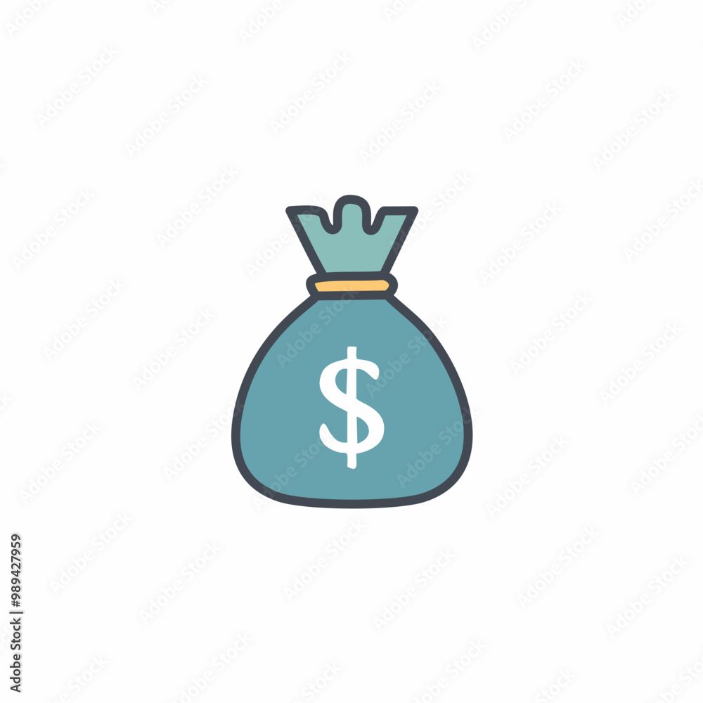 Abstract bag filled with money vector art illustration icon design. Icon concept design. Abstract bag filled with money vector art illustration icon design. Icon concept design.