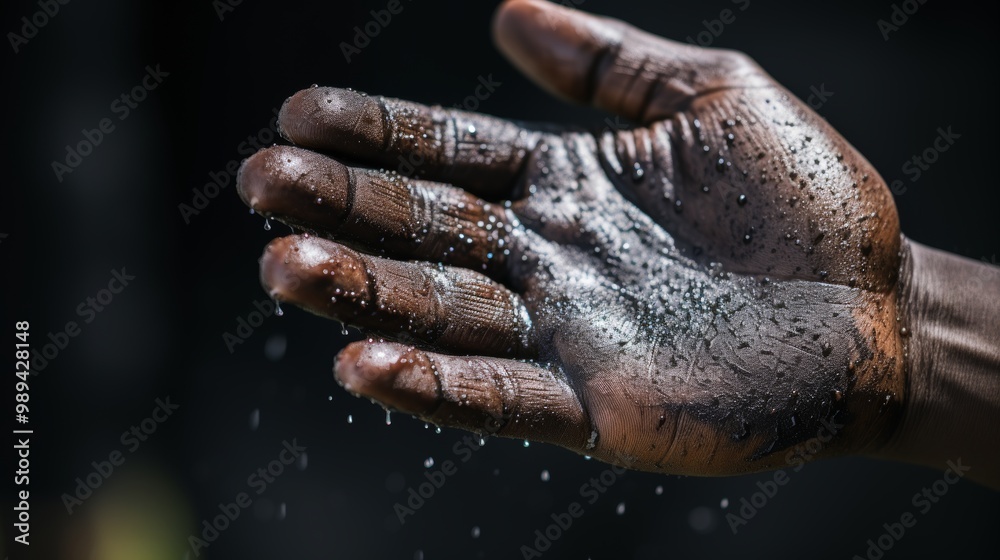 Close up of a black hand displaying symptoms of monkeypox infection and skin lesions Close up of a black hand displaying symptoms of monkeypox infection and skin lesions