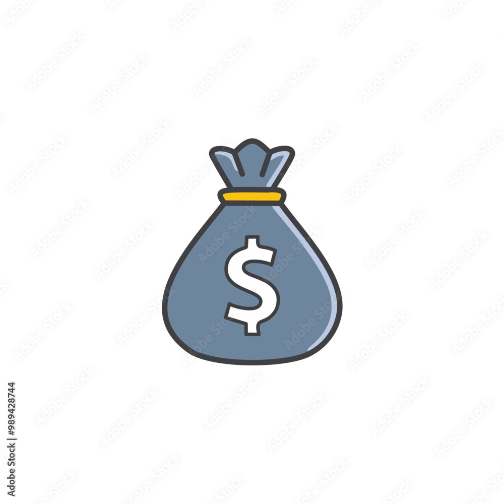 Abstract bag filled with money vector art illustration icon design. Icon concept design. Abstract bag filled with money vector art illustration icon design. Icon concept design.