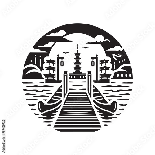 Versatile Pontoon Silhouette Vectors: Perfect for T-Shirts and More