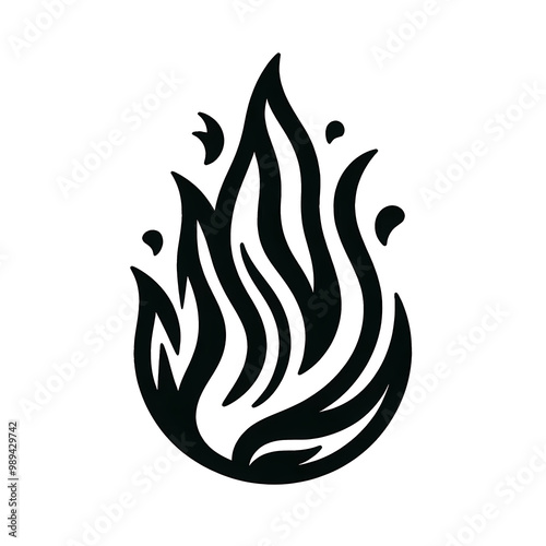 Fire symbol vector with transparent background