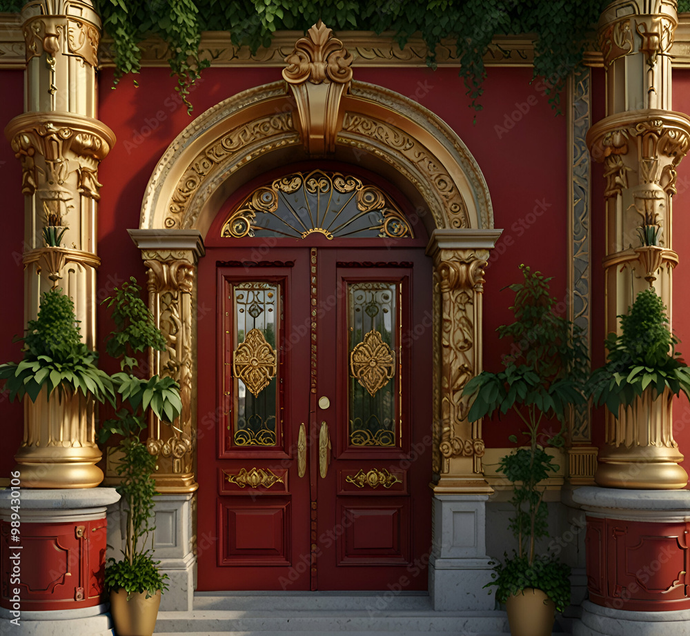 wonderful decorated door AI generative wonderful decorated door AI generative