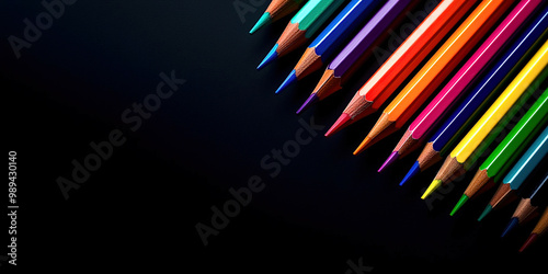Colorful pencils on a bright background