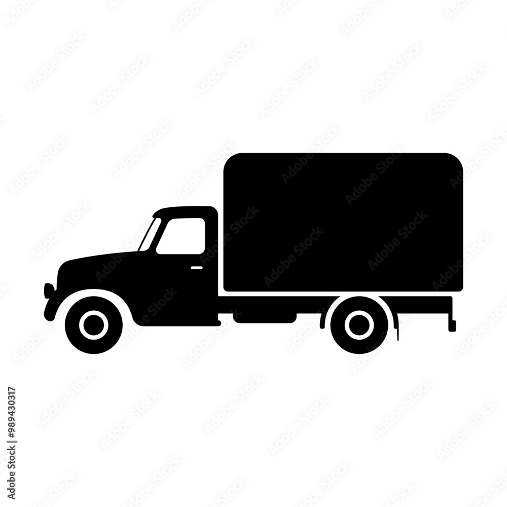 Fototapeta premium Truck icon. Black silhouette. Side view. Vector simple flat graphic illustration. Isolated object on white background. Isolate.