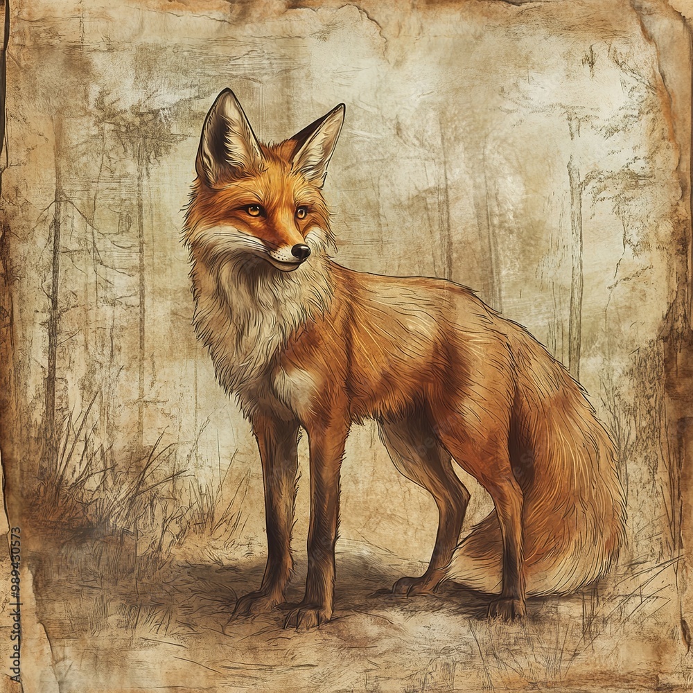 Obraz premium An illustration of a magnificent and cunning fox