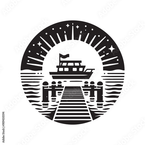 Versatile Pontoon Silhouette Vectors: Perfect for T-Shirts and More