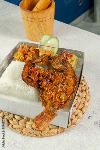 Catering, rice box, delivery food, lunch box photo