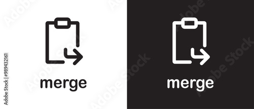 Flat icon of Paste formatting merge, Paste document icon. Document options icon. File paste options icon set. Sign vector tool on black and white background. Eps10