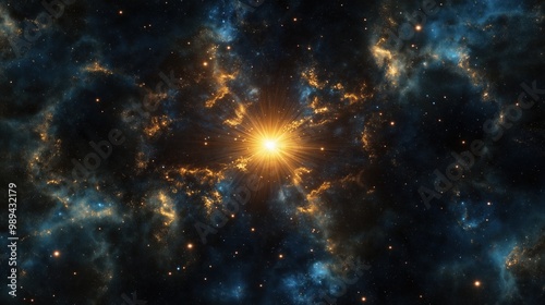 A dazzling star cluster shines brightly against the dark backdrop of space.